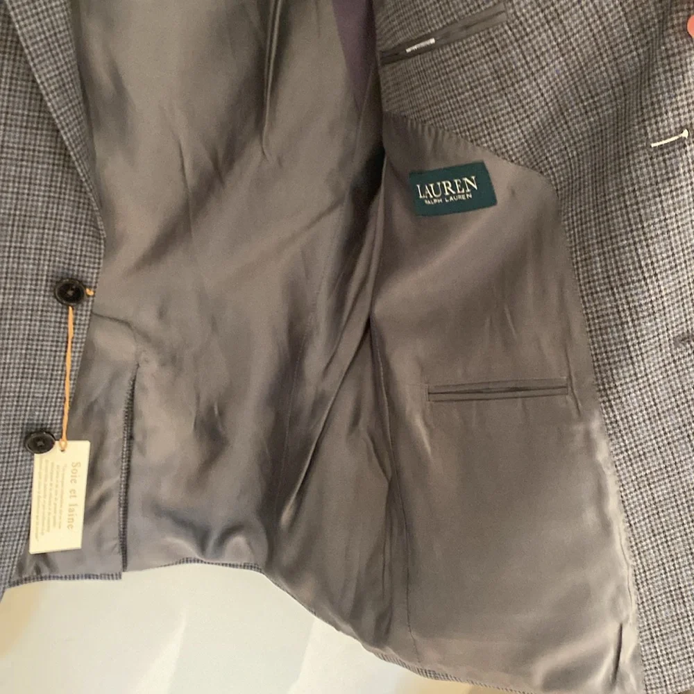 NWT Lauren Ralph Lauren silk/wool Ultraflex houndstooth blazer Sz 40 R